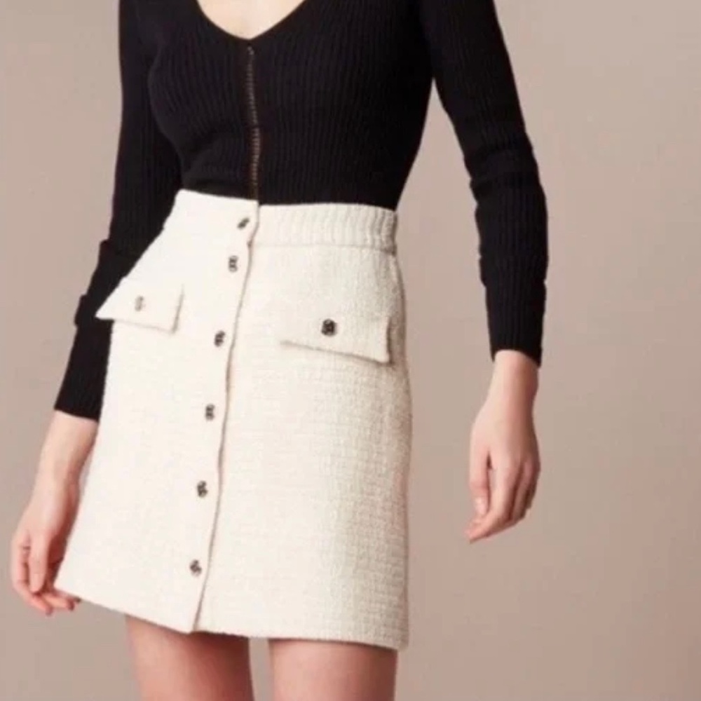 Maje button down skirt in Ecru